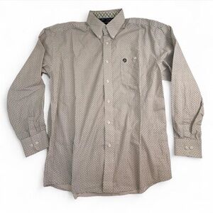 Wrangler George Straight Men's White and Black Checkered Button Down Shirt